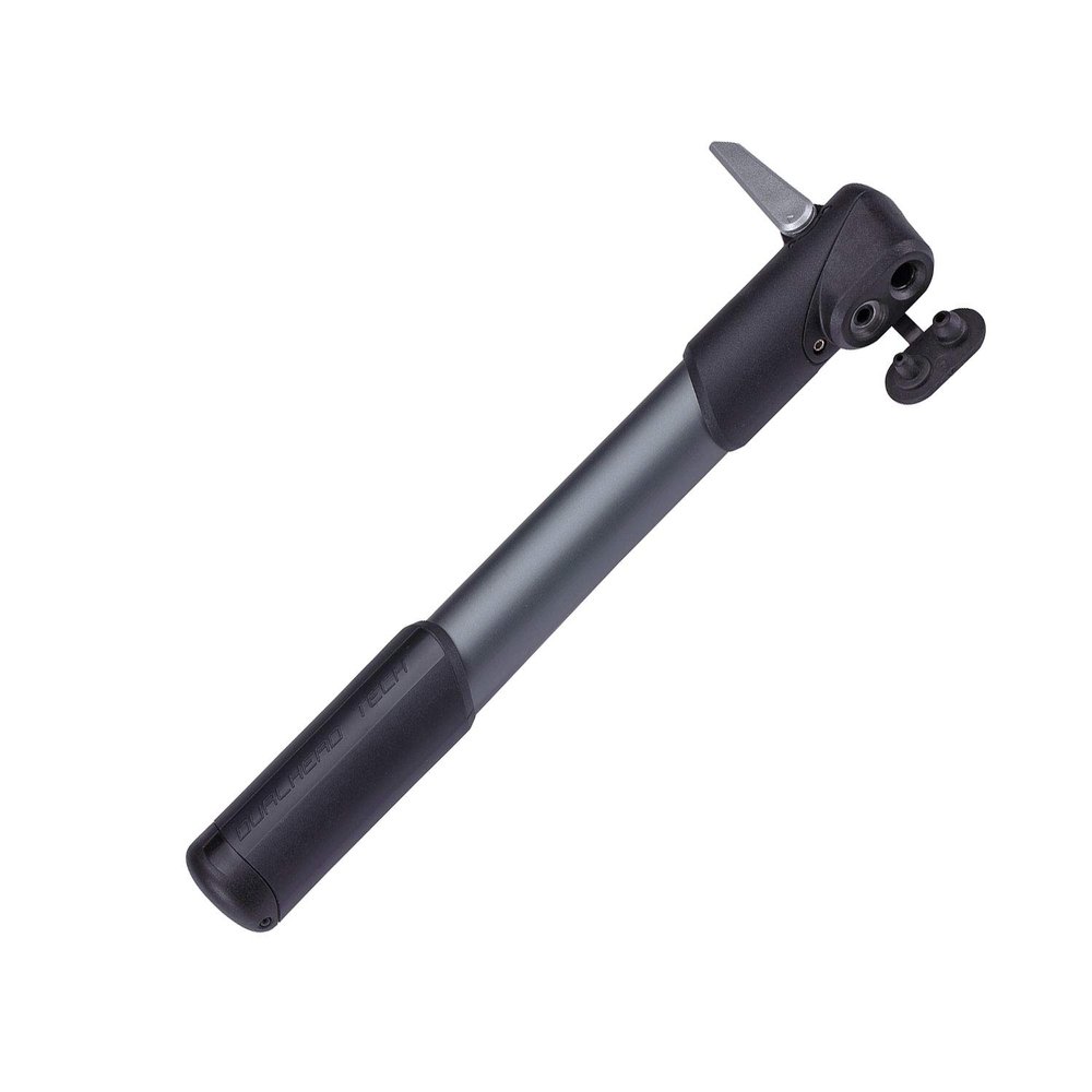 BBB Cycling WindRush S Bike Minipump | Hand Pump with DualHead 3.0 Universal for Presta Dunlop and Schrader | BMP-55 | Grey, 250 mm