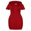 MISSKY Women Pullover Hoodie Dress Short Sleeve Kangaroo Pocket Tunic Dress,Wine M view 1