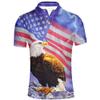 AFPANQZ American Flag Eagle Print Men's T-Shirts Button Down Summer hirts Tennis Golf Shirts Loose Fit Shirt Travel Breathable L Purple Red view 1