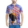 AFPANQZ American Flag Eagle Print Men's T-Shirts Button Down Summer hirts Tennis Golf Shirts Loose Fit Shirt Travel Breathable L Purple Red view 2