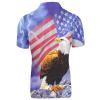 AFPANQZ American Flag Eagle Print Men's T-Shirts Button Down Summer hirts Tennis Golf Shirts Loose Fit Shirt Travel Breathable L Purple Red view 3