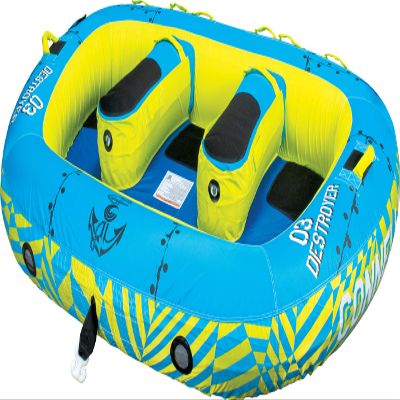 Connelly Destroyer 3 Towable Tube, Blue/Yellow, 67" L x 94" W (deflated)