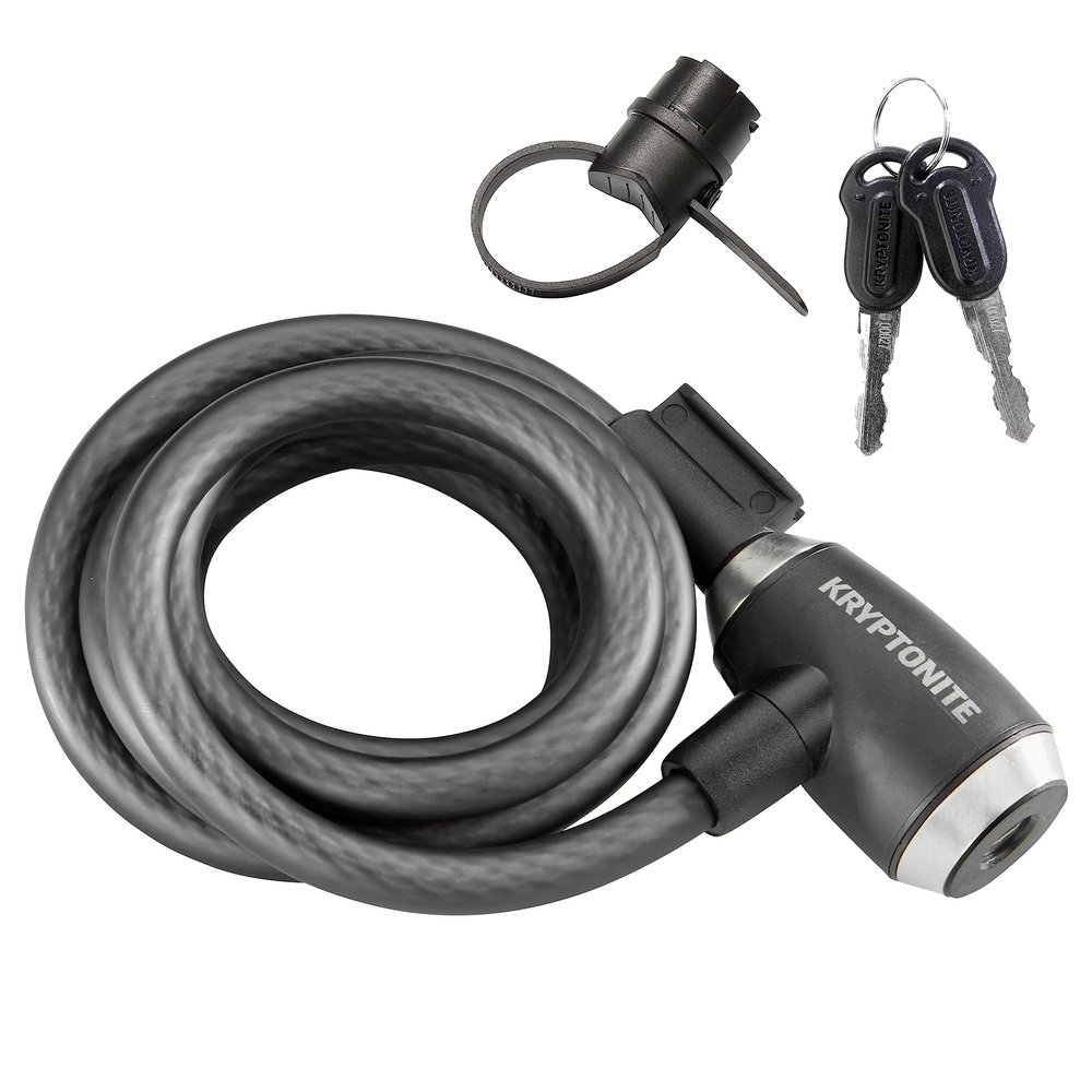 Kryptonite KryptoFlex Bike Lock Cable, 2FT/6FT/10FT Long 12mm Thick Heavy Duty Braided Steel Cable Anti-Theft Security Lock for Outdoor Equipment, Combination/Key Bike Lock