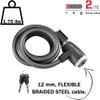 Kryptonite KryptoFlex Bike Lock Cable, 2FT/6FT/10FT Long 12mm Thick Heavy Duty Braided Steel Cable Anti-Theft Security Lock for Outdoor Equipment, Combination/Key Bike Lock view 2