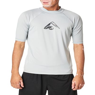 Kanu Surf mens Mercury Upf 50+ Short Sleeve Sun Protective Rashguard Swim Rash Guard Shirt, Abacos Grey, Large US
