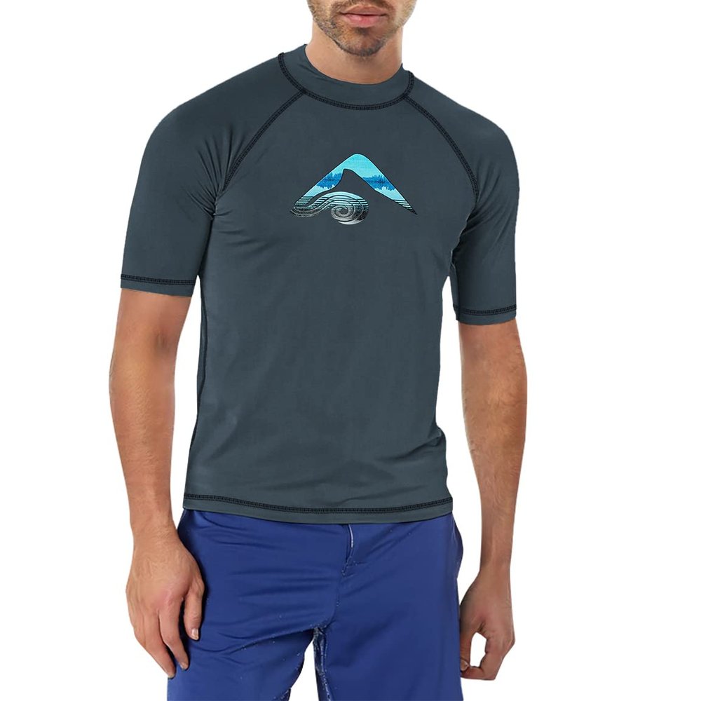 Kanu Surf Men's Mercury UPF 50+ Short Sleeve Sun Protective Rashguard Swim Shirt, Nova Charcoal, X-Large