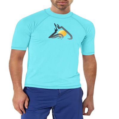 Kanu Surf Men's Mercury UPF 50+ Short Sleeve Sun Protective Rashguard Swim Shirt, Infinite Aqua, Small