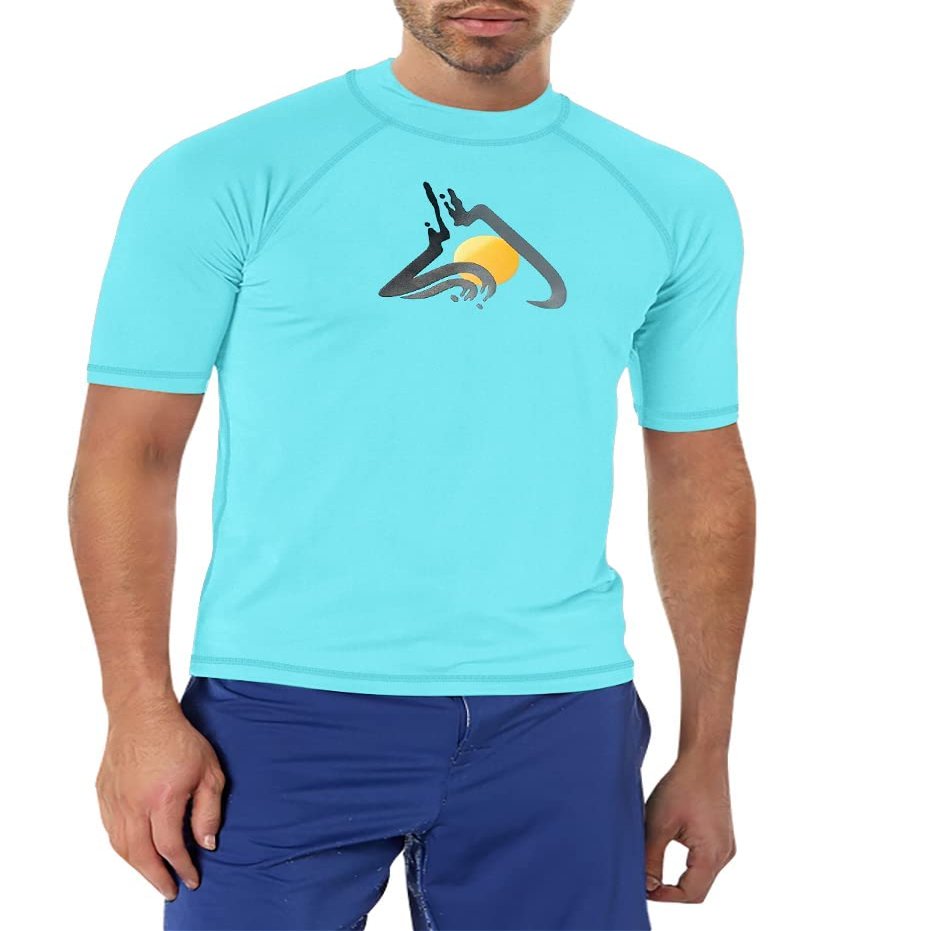 Kanu Surf Men's Mercury UPF 50+ Short Sleeve Sun Protective Rashguard Swim Shirt, Infinite Aqua, Small