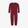 Little Blue House by Hatley Moose on Plaid Family Union Suits, Kid's Union Suit - Moose on Plaid, 10 Years Red view 2