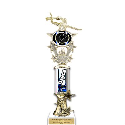 Trophy Deals 19" Action Matrix Dance Silver Flute Column Trophy, Custom Dance Trophies with Personalized Engraving - WW113CS-DAAMB