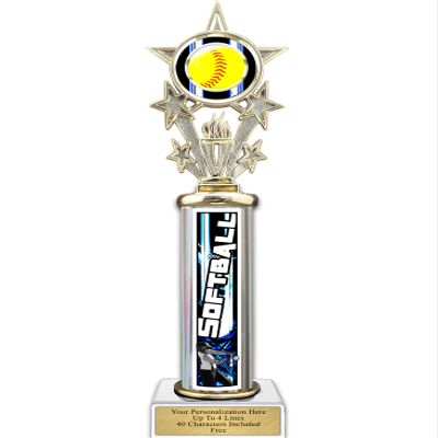 Trophy Deals 16" Action Matrix Softball Silver Flute Column Trophy, Custom Softball Trophies with Personalized Engraving - WWH101AS-SBAMB