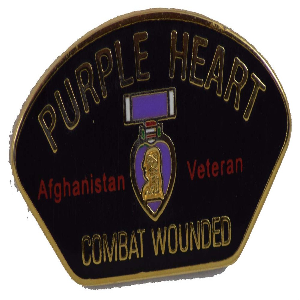 AFGHANISTAN PURPLE HEART COMBAT WOUNDED PIN OR HAT PIN - Size 1-1/8" - VETERAN OWNED BUSINESS