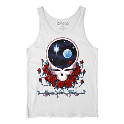 Liquid Blue unisex adult Grateful Dead Space Face White Tank Top T Shirt, White, Medium US