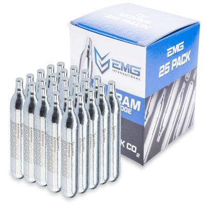 Evike - 12 Gram CO2 Cartridge for Airsoft and Air Gun (Quantity: Pack of 25 / EMG)