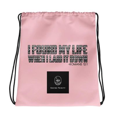 Drawstring bag - I Found My Life When I Laid It Down - Christian Travel Accessories - Saving Trinity