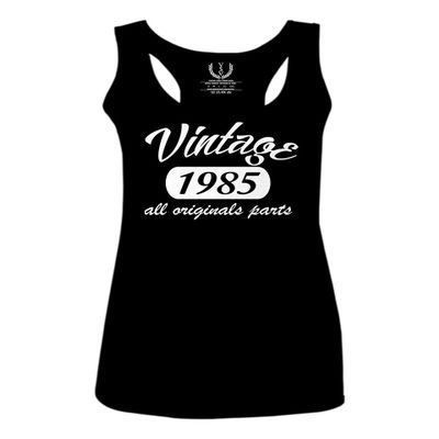 0266. Cool Funny 40th Birthday Gift Vintage Since 1985 Years Old Women's Tank Top Racerback (Black, X Small)