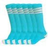 3 Pairs of juDanzy Knee High Boys or Girls Stripe Tube Socks for Soccer, Basketball, Uniform and Everyday Wear (4-6 Years, Turquoise With White Stripes (3 Pairs)) view 1