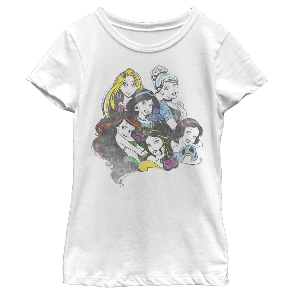 Fifth Sun Disney Princess Chillin Girl's Solid Crew Tee, White, Medium