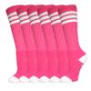 3 Pairs of juDanzy Knee High Boys or Girls Stripe Tube Socks for Soccer, Basketball, Uniform and Everyday Wear (2-4 Years, Hot Pink With White Stripes (3 Pairs)) view 1