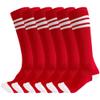 3 Pairs of juDanzy Knee High Boys or Girls Stripe Tube Socks for Soccer, Basketball, Uniform and Everyday Wear (4-6 Years, Red With White Stripes (3 Pairs)) view 1