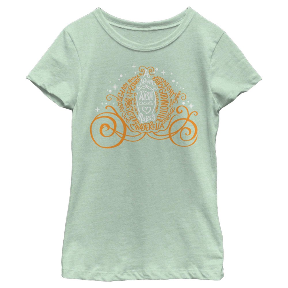 Fifth Sun Disney Princess Pumpkin Cinderella Girl's Heather Crew Tee, Mint, X-Small