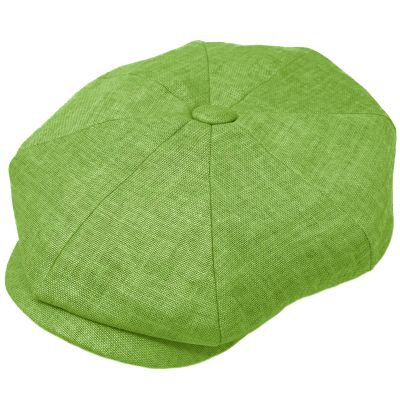 Men's 100% Linen Snap Front Newsboy Drivers Cabbie Gatsby Apple Cap Hat (S/M, Olive)