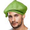 Men's 100% Linen Snap Front Newsboy Drivers Cabbie Gatsby Apple Cap Hat (S/M, Olive) view 2