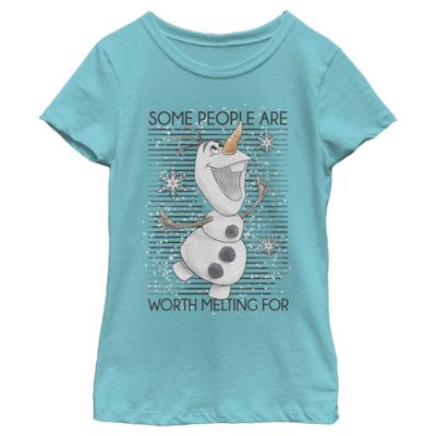 Fifth Sun Frozen Worth Melting Girl's Solid Crew Tee, Tahiti Blue, X-Large