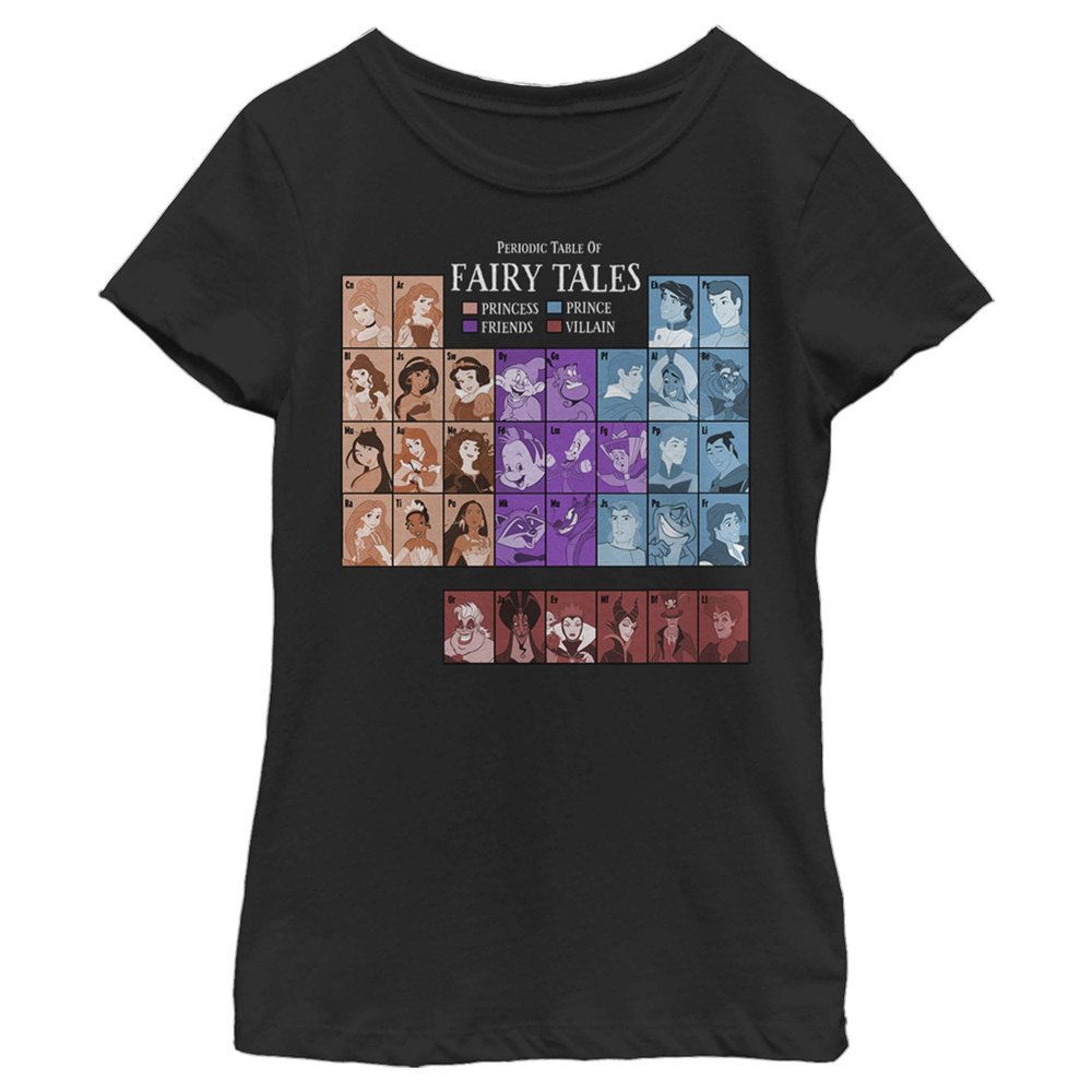 Fifth Sun Disney Princess Table Girl's Solid Crew Tee, Black, X-Large
