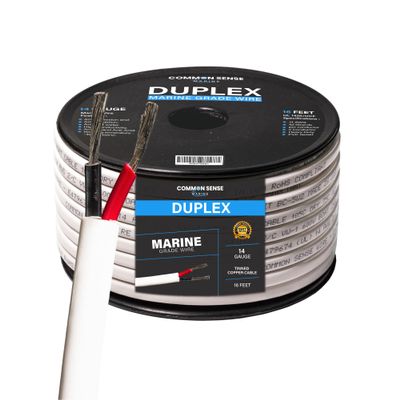 14 Gauge 2 Conductor Marine Wire - 16 ft Duplex Flat Marine Grade Wire Tinned Copper Oxygen-Free Insulated - 14/2 AWG UL 1426 Standard PVC Wire for Boat, Automotive, Speakers, Camper & Trailers