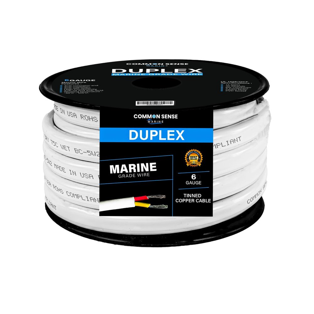8 Gauge 2 Conductor Marine Wire - 16 ft Duplex Flat Marine Grade Wire Tinned Copper Oxygen-Free Insulated - 8/2 AWG UL 1426 Standard PVC Wire for Boat, Automotive, Speakers, Camper & Trailers