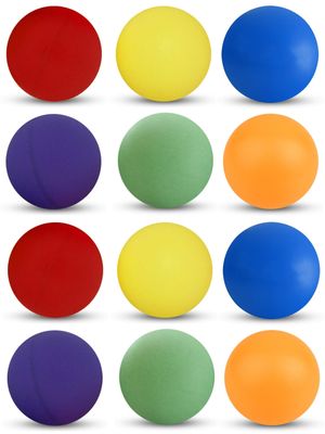 TigerTail Sports Tigertail Sports Recreational-Quality (1-Star, 40mm) Ping Pong Balls - Red, Yellow, Blue, Purple, Green, Orange (2 Each), 12-Pack