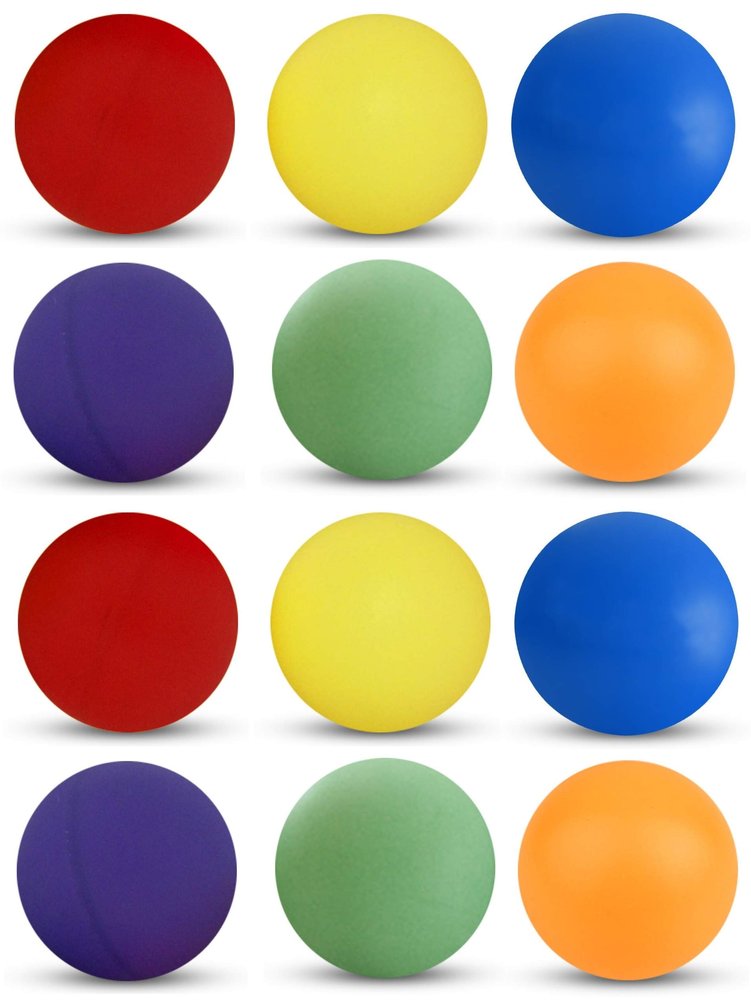 TigerTail Sports Tigertail Sports Recreational-Quality (1-Star, 40mm) Ping Pong Balls - Red, Yellow, Blue, Purple, Green, Orange (2 Each), 12-Pack