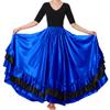 Backgarden Women Black Red Layers Satin Long Skirt for Spanish Flamenco Belly Dance Mexico Ballet Folklorico Performance