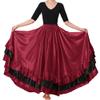 Backgarden Women Black Red Layers Satin Long Skirt for Spanish Flamenco Belly Dance Mexico Ballet Folklorico Performance view 1