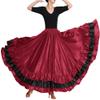Backgarden Women Black Red Layers Satin Long Skirt for Spanish Flamenco Belly Dance Mexico Ballet Folklorico Performance view 2