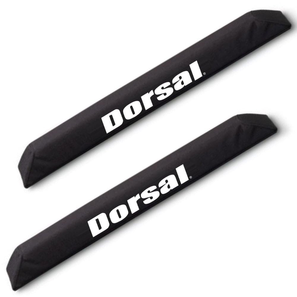 DORSAL Aero Roof Rack Pads for Factory and Wide Crossbars - Pack of 2 for Surfboards Kayaks Sups Snowboards Polyester 34" Inch Factory Aero Bars (Narrow) Black