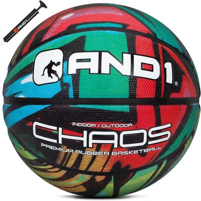 AND1 Chaos Basketball: Official Regulation Size 7 (29.5 inches) Rubber - Deep Channel Construction Streetball, Made for Indoor Outdoor Basketball Games