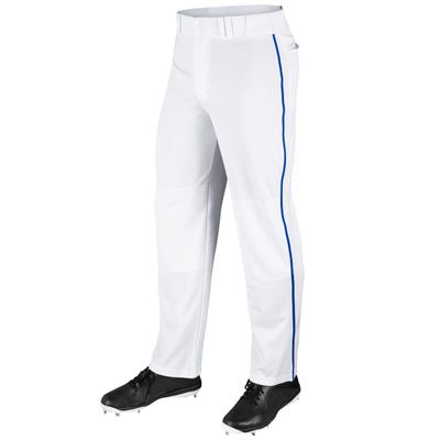 CHAMPRO mens Straight Open Bottom Baseball Pants, White, Royal, Large US