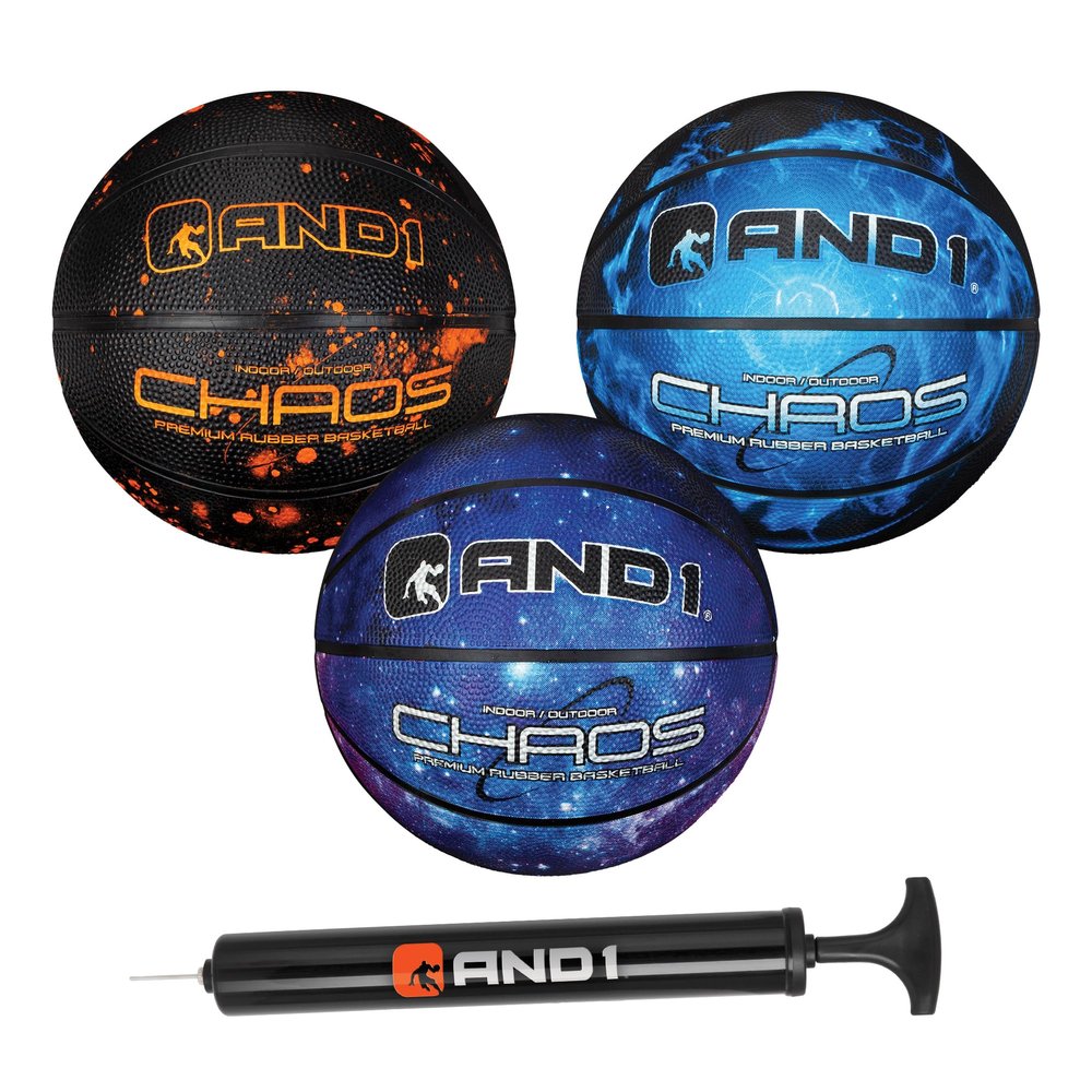 AND1 Mini Basketball 3 Pack Set for Kids (Deflated w/Pump Included): - Size 3 7-Inch Premium Youth Size Basketballs, Easy to Grip, Made for Indoors and Outdoors