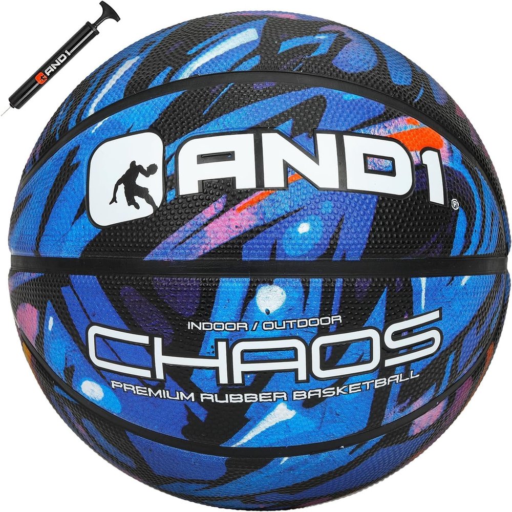 AND1 Chaos Rubber Basketball: (Deflated w/Pump Included), Official Regulation Size