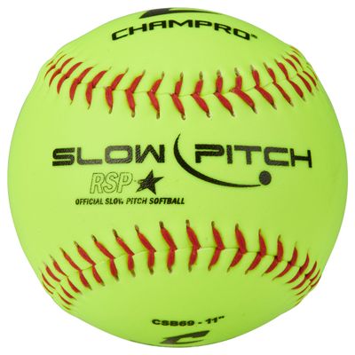 Champro 11" Slow Pitch Practice Softballs with Flat Seams and Durahide Cover, 12 Pack