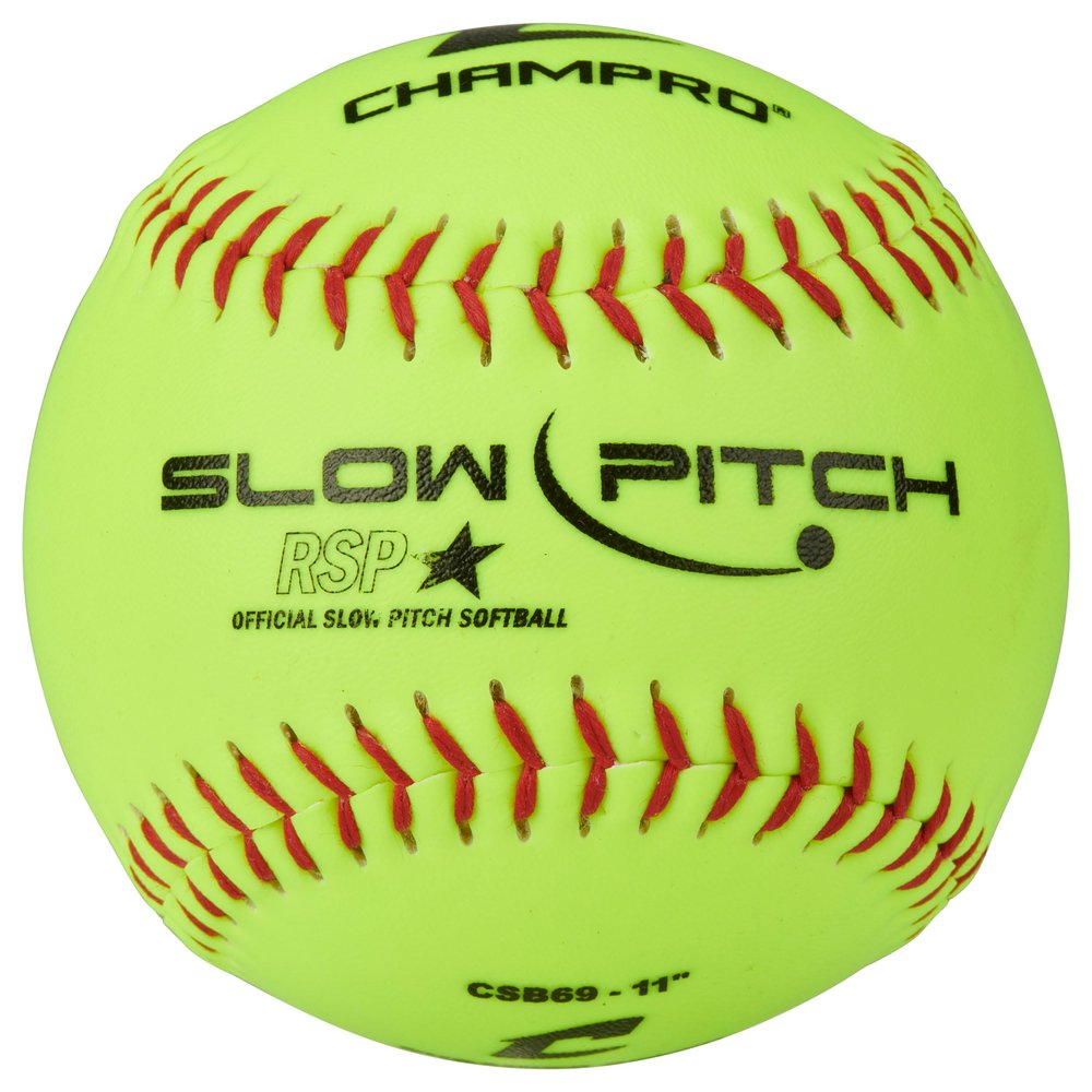 Champro 11" Slow Pitch Practice Softballs with Flat Seams and Durahide Cover, 12 Pack