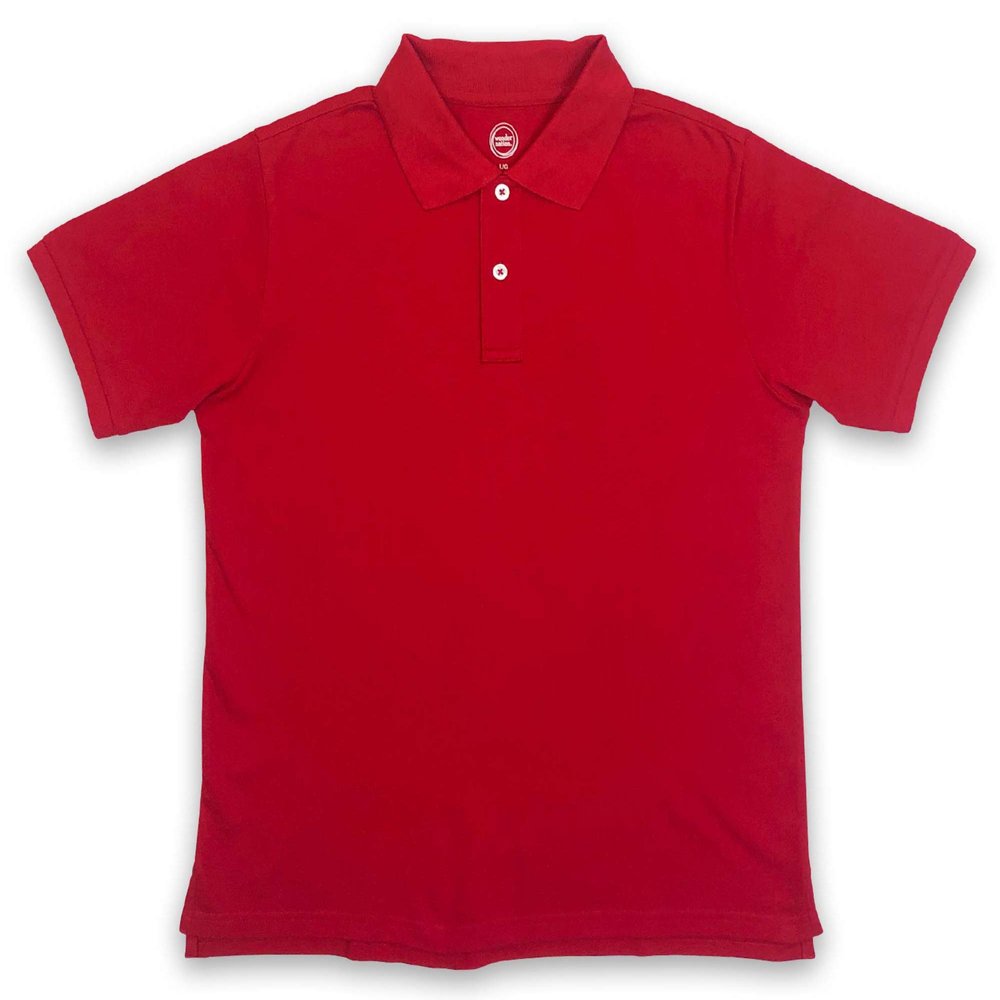 WonderNation Boys Short-Sleeve Premium Stretch Pique Polo Shirt (Red, X-Large (XL, 14-16))