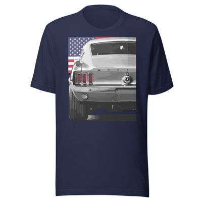 1967 Stang Hardtop American Classic Muscle Car Short-Sleeve Unisex T-Shirt Navy