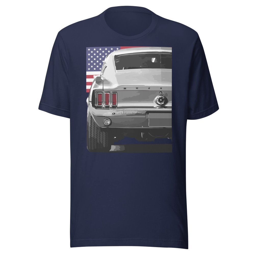 1967 Stang Hardtop American Classic Muscle Car Short-Sleeve Unisex T-Shirt Navy