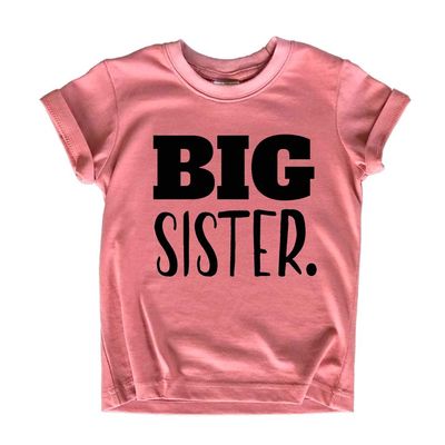 Big Sister Shirt Big Sister Announcement Toddler Shirts Promoted to Girls Outfit (Black on Mauve, 5 Years)