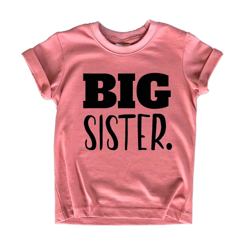Big Sister Shirt Big Sister Announcement Toddler Shirts Promoted to Girls Outfit (Black on Mauve, 5 Years)