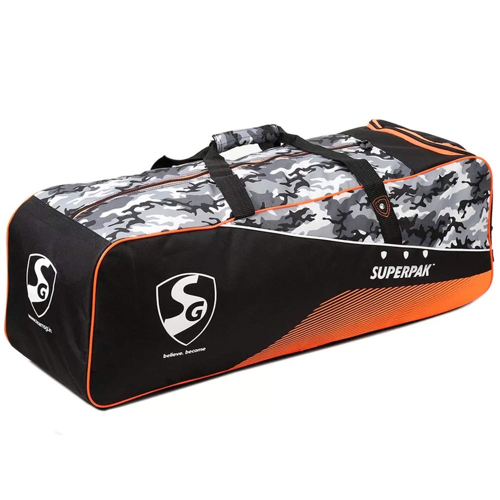 SG Superpak Cricket Kit Bag (Black/Camo Grey/Orange)