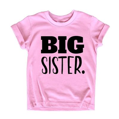 Big Sister Shirt Big Sister Announcement Toddler Shirts Promoted to Girls Outfit (Black on Pink, 2 Years)